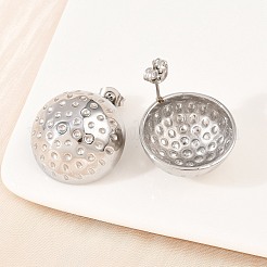 Pendientes de botón de acero inoxidable 304&nbsp;EJEW-G457-04B-P