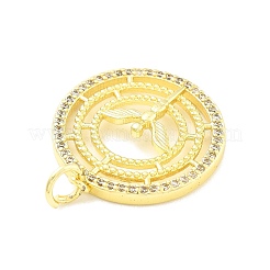 Porte micro ouvrent pendentifs zircone cubique en laiton de placage&nbsp;KK-D359-20G