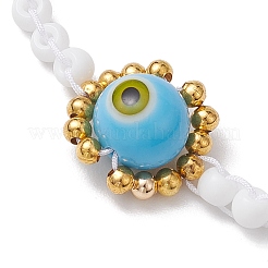Lampwork fait à la main mauvais œil et perles de rocaille en verre bracelets de perles tressés&nbsp;BJEW-MZ00090-01