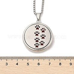 Collier diffuseur d'aromathérapie en acier inoxydable chirurgical 316 avec pendentif rond plat creux et chaîne&nbsp;NJEW-R016-01P-06