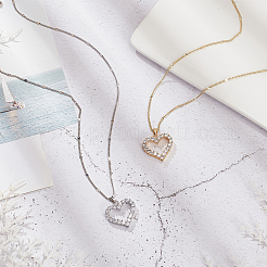 Collana con ciondolo a forma di cuore cavo con strass in 2 colori&nbsp;NJEW-AN0001-70