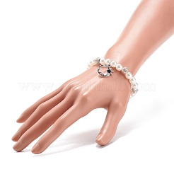 ABS-Kunststoff-Imitationsperle und Strass-Stretch-Armband mit Legierungsanhänger für Frauen&nbsp;BJEW-JB08526