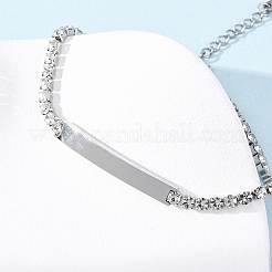 304 Edelstahl-Cup-Kettenarmbänder mit Strassen&nbsp;BJEW-G753-02P-03