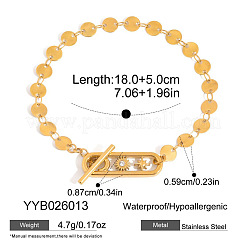 Pulseras de cadena plana de acero inoxidable 304 con lentejuelas y cristales de imitación&nbsp;PL6562