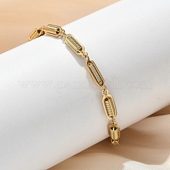 Pulseras de cadena de eslabones ovalados con resorte de acero inoxidable 304 para mujeres y hombres.&nbsp;BJEW-S164-01G