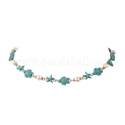 Ensembles collier et bracelet en perles de turquoise synthétique avec étoiles de mer et tortues&nbsp;SJEW-JS01385-02
