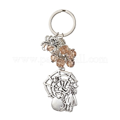 Porte-clés en alliage de verre galvanisé de style tibétain pour Halloween&nbsp;KEYC-JKC01241