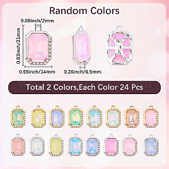 48 pz. 2 colori lega placcata UV con pendenti in strass di vetro di colori misti&nbsp;FIND-SC0023-45