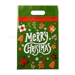 50 Stück „Frohe Weihnachten“ bedruckte Zellophan-Verpackungsbeutel aus Opp mit Lochgriff&nbsp;LS-ABAG-C013-05