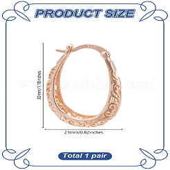 1 paio di orecchini a cerchio ovali in ottone per donna&nbsp;EJEW-LP0001-36KCG