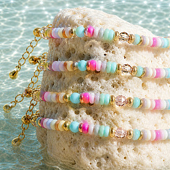 Conjuntos de pulseras bohemias de cuentas heishi de concha natural teñida&nbsp;MF5991-1