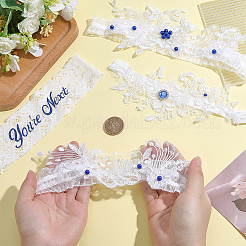 4 giarrettiera in pizzo con strass in poliestere e 2 stili per donna&nbsp;AJEW-HY0003-36