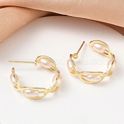 Boucles d'oreilles puces en laiton avec perles en plastique&nbsp;KK-CBAD851-36G