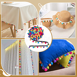Rubans à pompons en polyester coloré de 12.5 m&nbsp;OCOR-PH0036-16B