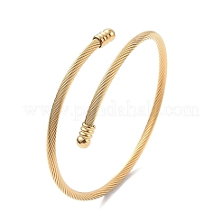 Brazalete abierto de acero inoxidable 304 con baño de PVD al vacío y cuentas ovaladas.&nbsp;LS-BJEW-C031-01G
