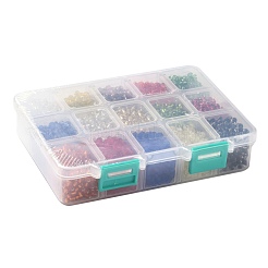 375g 15 Farben Glas Saatperlen&nbsp;SEED-JP0004-01-4mm