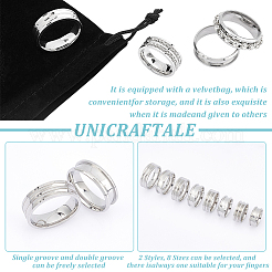 16 Stück 16 Stil 201 Edelstahl geriffelte Fingerring-Einstellungen&nbsp;STAS-UN0044-17