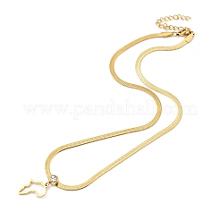 Collier pendentif en forme de carte avec strass en cristal avec chaînes à chevrons&nbsp;NJEW-I116-02G