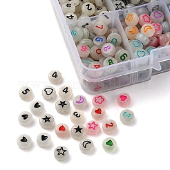480pcs 8 flache runde leuchtende Acrylperlen&nbsp;DIY-YW0003-01