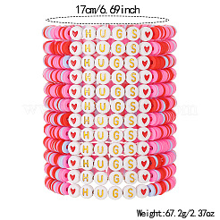 Ensemble de 12 bracelet extensible en pâte polymère et perles acryliques pour la Saint-Valentin (femme)&nbsp;FS-WG6B295-03