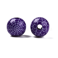 Halloween ragnatele stampate in legno colorato perline europee&nbsp;WOOD-K007-04B