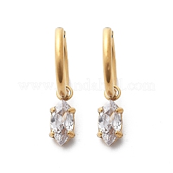 Orecchini a cerchio in acciaio inossidabile 304 con micro pavé di zirconi cubici placcati ioni (ip)&nbsp;STAS-R004-04G-02