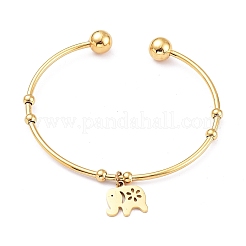 Brazaletes de acero inoxidable 201 con revestimiento al vacío de PVD&nbsp;BJEW-M284-20G-1