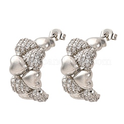 Latón micro pave aretes de circonita cúbica transparente&nbsp;EJEW-D322-07P-02