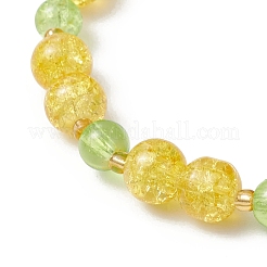 3 bracciale elastico in perline di vetro craquelé verniciate a spruzzo in 3 colori per donna&nbsp;BJEW-MZ00201
