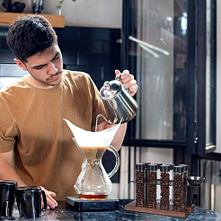 Kaffeebohnen-Aufbewahrungsröhrchen aus ABS mit Ständer und Trichter aus Walnussholz&nbsp;AJEW-WH0596-606
