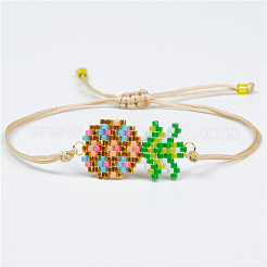 Verstellbare Miyuki-Saatperlen-Gliederarmbänder mit menschlichem Webmuster für Damen im Bohemian-Stil&nbsp;QS6654