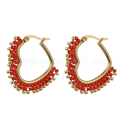 Boucles d'oreilles créoles en verre pour femmes&nbsp;EJEW-MZ00797