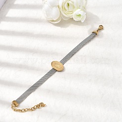 Armreifen mit dem Motiv der Jungfrau Maria aus Edelstahl 304 für Damen&nbsp;BJEW-K295-01B-GP