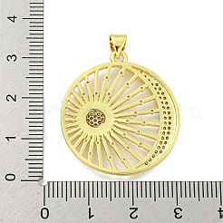 Placage de crémaillère en laiton micro pavé pendentifs en zircone cubique claire&nbsp;KK-B091-35G