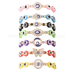 Armbänder aus geflochtenen Perlen mit bösem Blick aus Harz für Frauen&nbsp;BJEW-FS00018-04