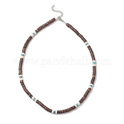 2 Stück 2 Farben natürliche Kokosnuss & natürliche Magnesit Heishi Perlen Halsketten&nbsp;NJEW-JN05308