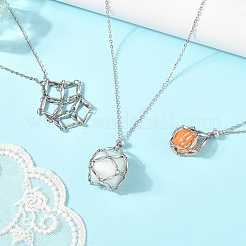 3 Stück 3 Stile 304 Edelstahl Makramee Beutel Anhänger Halsketten&nbsp;NJEW-YW00006