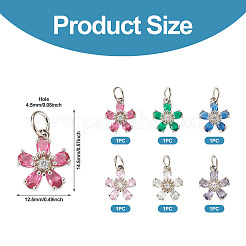 6pcs 6 colores latón micro pave colgantes de circonita cúbica&nbsp;KK-TA0002-10P