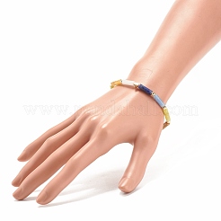 Chunky Stretch-Armband aus natürlichem gemischtem Edelstein mit gebogenem Rohr und Messingherz&nbsp;BJEW-JB08127