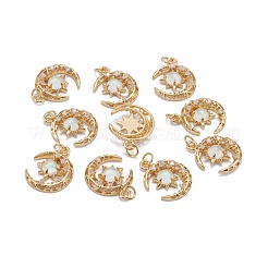Pendenti in vetro micro pavé di zirconi cubici trasparenti in ottone&nbsp;ZIRC-C024-06G-03