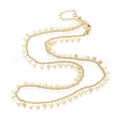 Colliers avec pendentif en forme d'étoile en laiton plaqué pour femmes&nbsp;NJEW-M048-02G