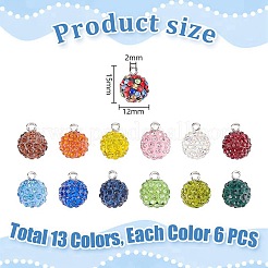 78 Stück 13 Farben Polymer Clay Strass-Anhänger&nbsp;RB-PH0001-48