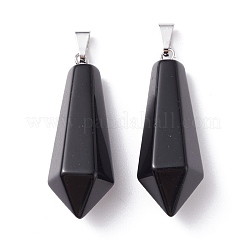 Natürliche schwarze Obsidian spitze Anhänger&nbsp;G-I314-02P-06