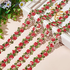 3D-Spitzenbesatz aus Polyester mit Blumenstickerei&nbsp;SRIB-WH0011-141D