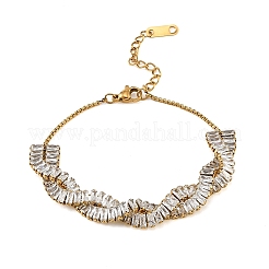 Armbänder aus 304er Edelstahl mit Pavé-Fassung aus klaren Zirkonia und gedrehter Kette für Damen&nbsp;SA-CBAABBA-02G