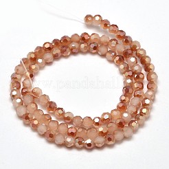 Brins de perles rondes en verre plaqué imitation jade&nbsp;EGLA-J130-HR05
