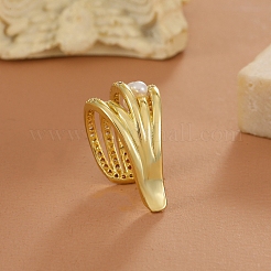 Orecchini a polsino in zircone chiaro con micro pavè di ottone&nbsp;PW-WG6ED5F-01