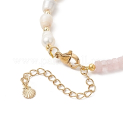 Braccialetti di perline di quarzo rosa naturale e perle d'acqua dolce coltivate per le donne&nbsp;BJEW-JB13249-03