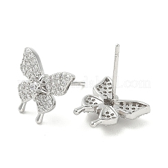Boucles d'oreilles en laiton plaqué micro pavé de zircons cubiques transparents pour femmes&nbsp;EJEW-M260-13P-B