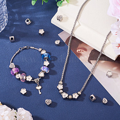 18 pz 9 stili 304 perline europee in acciaio inossidabile con strass&nbsp;STAS-TA0003-15